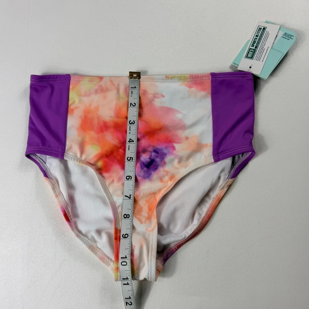 Lot of 2 DSG Girls Swim Bottoms L 10-12 Blue Swim Short High Waist Floral NWT